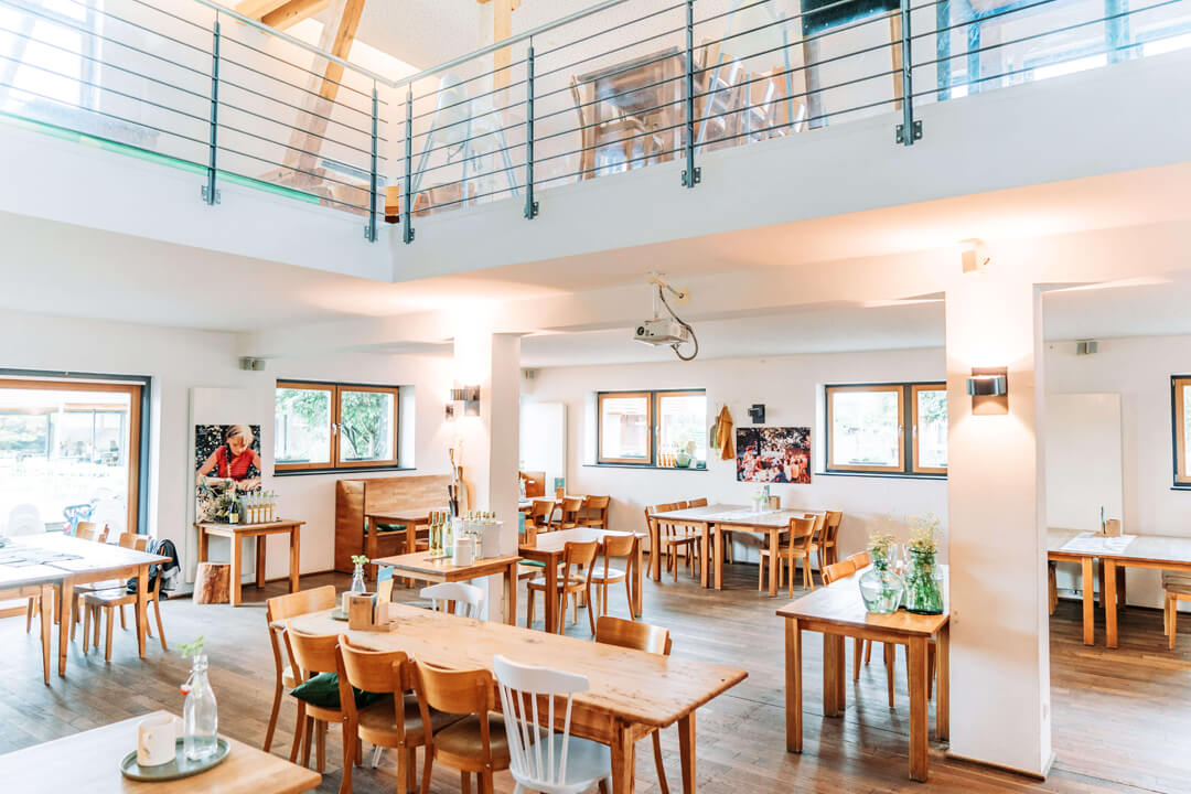 Matsalen i familjerestaurangen på Gut Hügle